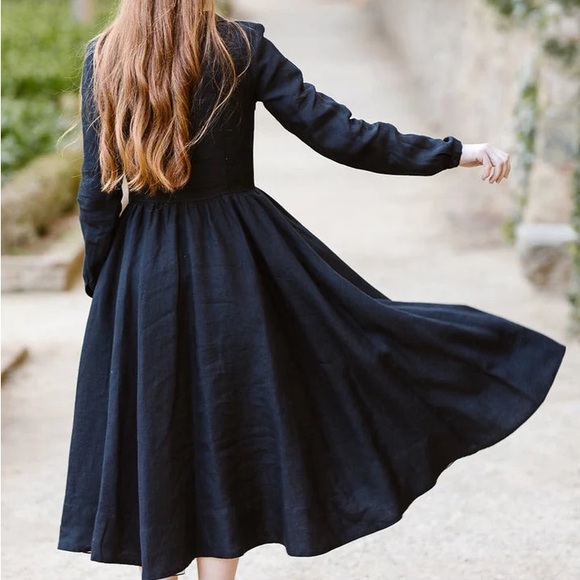 Son De Flor Classic Dress, Long Sleeve Black Pansy 4X - Picture 3 of 7